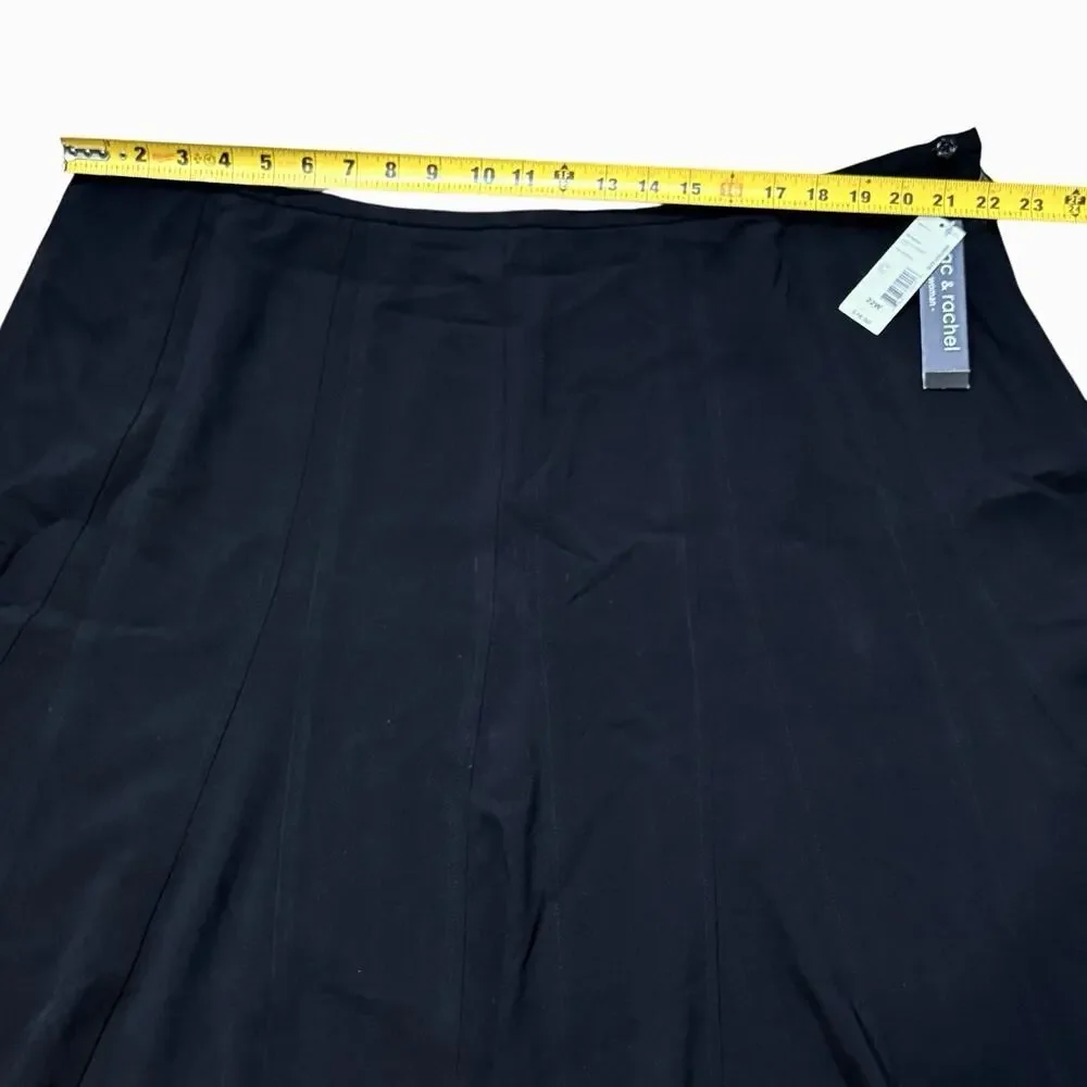 Zac & Rachel Woman Plus Black Comfort Stretch A-Line Knee Length Skirt Size 22W